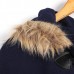 Women Fur Horn Button Bow Hooded Coat Shawl Cape Warm Jacket Coat