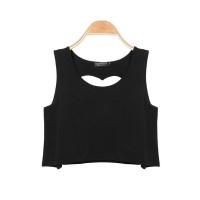 Woman Backless Heart-shaped Short Sleeveless Vest Tank Tops