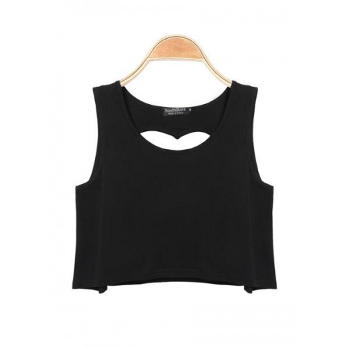 Woman Backless Heart-shaped Short Sleeveless Vest Tank Tops