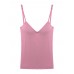 Women Solid Color Hollow Out Bra Vest Cotton V-Neck Tank Tops