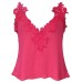 Sexy Lace Strap Patchwork Tank Tops Women Chiffon V Neck Thin Vest