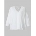 Sexy Loose Women V Neck Backless White Chiffon T-Shirt