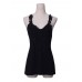 Lace Stitching Strap Vest For Women White Patchwork Sleeveless Tank Top