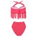 Sexy Hot Women Plus Size High Waist Push Up Tassle Swimsuit