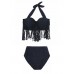 Sexy Hot Women Plus Size High Waist Push Up Tassle Swimsuit