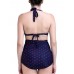 Women Vintage Dots Plus Size Wireless Backless High Waist Bikini Swimsuits