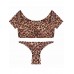 SWIMMART Sexy Short Sleeve Leopard Printed Elastic Tankinis Swimwear Sets