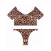 SWIMMART Sexy Short Sleeve Leopard Printed Elastic Tankinis Swimwear Sets