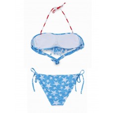 Women Sexy American Flag Fringe Bandeau Tassel Bikini