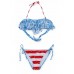 Women Sexy American Flag Fringe Bandeau Tassel Bikini