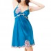 Women Plus Size S-XXL Silk Straps Embroidery Lingerie Sleepwear