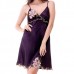 Women Plus Size S-XXL Silk Straps Embroidery Lingerie Sleepwear