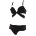 New Sexy Triangle Pure Color Bandage Strap Black White Swimsuit Bikini