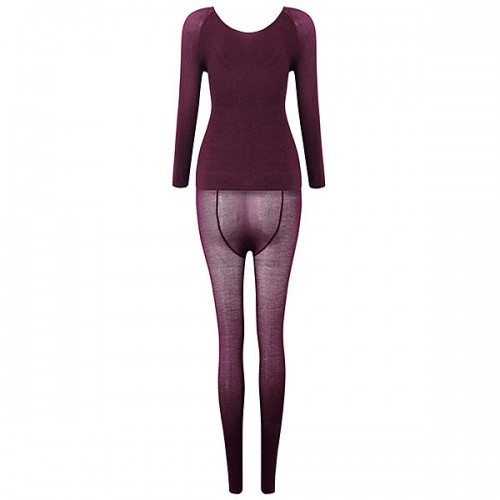 Women Thermostated Thin Thermal Seamless Body Shaping Long Underwear Set Sleepwear