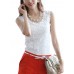 Casual Slim Lace Crochet Solid Color Sleeveless Women Vest Tank Top