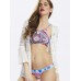 Women Sexy High Neck Geometry Printed Hollow Out Back Padded Bikini Set Beachwear