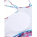 Women Sexy High Neck Geometry Printed Hollow Out Back Padded Bikini Set Beachwear