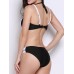 Women Color Block Criss-Cross Sexy Wire Free Bikini Set Bandage Bathing Suits