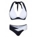 Women Color Block Criss-Cross Sexy Wire Free Bikini Set Bandage Bathing Suits