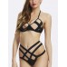 Sexy Halter Neck Hollow Out Criss-Cross High Waist Bikini Set