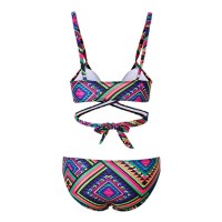 Women Geometric Pattern Bandage Push Up Padded Brazilian Bikini Sets Two-Piece Beachwear