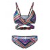 Women Geometric Pattern Bandage Push Up Padded Brazilian Bikini Sets Two-Piece Beachwear