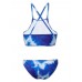 Sexy Women Halter Lace-Up Denim Padded Bralette Top Twinset Bikini Set Bathing Suit