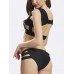 Sexy Women Strappy Square Neck Hollow Solid Color High Cut Bandage Bikini Set Swimsuit