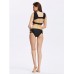 Sexy Women Strappy Square Neck Hollow Solid Color High Cut Bandage Bikini Set Swimsuit