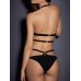 Sexy Pure Color Black Bandage Halter Strap Triangle Bikini Sets