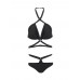 Sexy Pure Color Black Bandage Halter Strap Triangle Bikini Sets