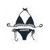 Halterneck Crochet Handmade knit Shell Inlaid Swimsuit Bikini Set