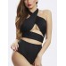 Sexy Halter Backless Criss Cross Vintage High-Waisted Two-Piece Bandage Retro Monokini Swimwear