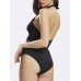 Sexy Halter Backless Criss Cross Vintage High-Waisted Two-Piece Bandage Retro Monokini Swimwear