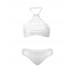 Plus Size High knitted Neck Halter Mesh Hollow Vintage Bikini Swimsuit Beachwear