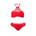 Plus Size High knitted Neck Halter Mesh Hollow Vintage Bikini Swimsuit Beachwear