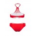 Plus Size High knitted Neck Halter Mesh Hollow Vintage Bikini Swimsuit Beachwear