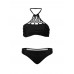 Plus Size High knitted Neck Halter Mesh Hollow Vintage Bikini Swimsuit Beachwear