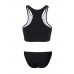 Neck Printed Geometry Retro Tankini Set Top Bathing Suit Swimwear