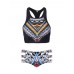 Neck Printed Geometry Retro Tankini Set Top Bathing Suit Swimwear