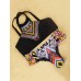 Neck Printed Geometry Retro Tankini Set Top Bathing Suit Swimwear