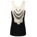 Sexy Women Sleeveless Halter Lace Hollow Stitching Slim Tank Top