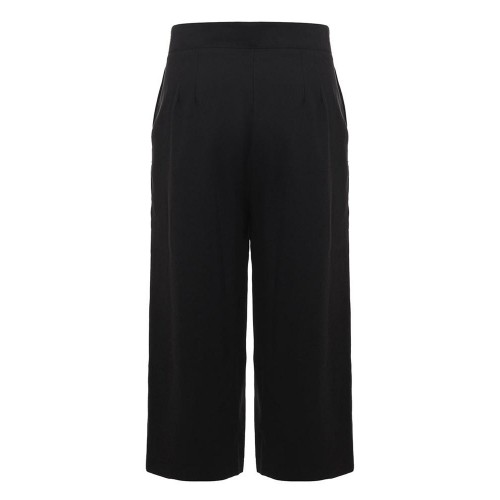 Black Casual Women High Waist Pocket Loose Wide Leg Pants