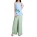 Elegant Women Lotus Ink Printing Fake Two-piece Cotton Linen Tank Top