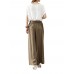 Women Loose Waistband Pure Color Cotton Linen Wide Leg Pants