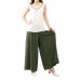 Women Loose Waistband Pure Color Cotton Linen Wide Leg Pants