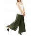 Women Loose Waistband Pure Color Cotton Linen Wide Leg Pants