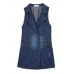 Casual Women Double-Breasted Denim Sleeveless Long Vest Waistcoat