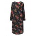 Women Retro Floral Printing Kaftan Long Sleeve Maxi Dress