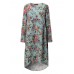 Women Retro Floral Printing Kaftan Long Sleeve Maxi Dress